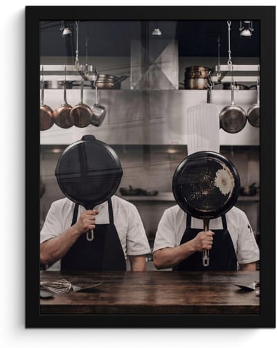 Poster in lijst - Fotolijst 30x40 cm - Posters - Koks - Koekenpannen - Keuken - Posterlijst zwart - Decoratie - Wanddecoratie woonkamer - Muurdecoratie slaapkamer
