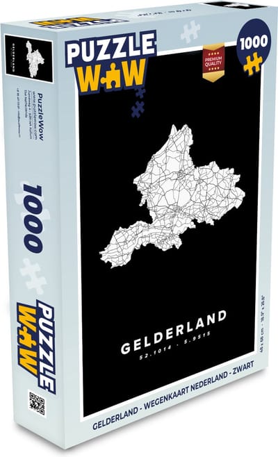 Puzzel Gelderland - Wegenkaart Nederland - Zwart - Legpuzzel - Puzzel 1000 stukjes volwassenen