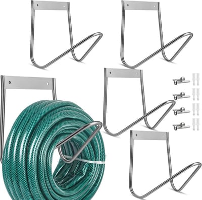 Tuinslanghouders roestvrij staal voor wandmontage - Zware belasting - 4 stuks