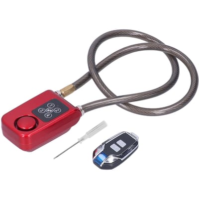 Alarm Slot Wachtwoord Afstandsbediening 4 Cijfers 110dB IP55 Waterdicht Sleutelloos Diefstalbeveiliging voor voor Fiets rood
