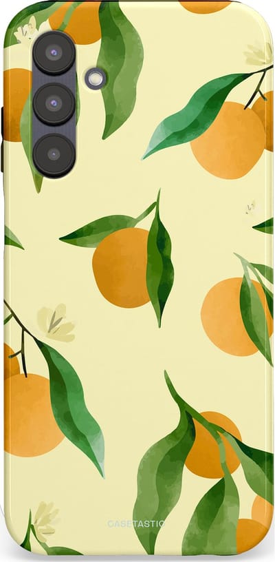 Casetastic Hoesje Geschikt voor Samsung A25 - Stijlvolle Beschermende Duo-layer Case - Bladrijke Sinaasappel