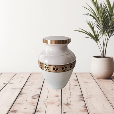 Dieren urn - Verdeel Urn - Avalon White Paw Prints 13027