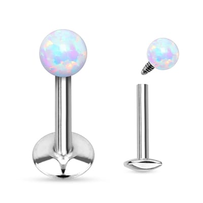 Piercing opal 1.2x6x3 - zilver - LMPiercings
