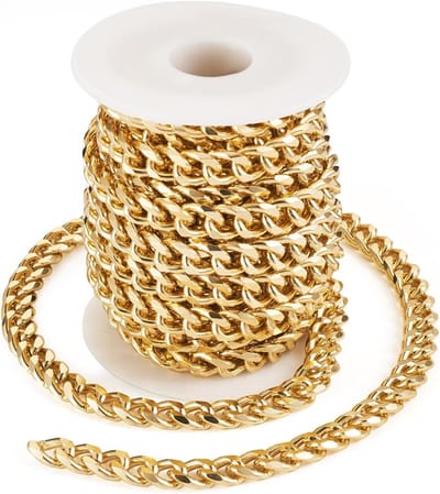5m Aluminium Curb Kettingen in Goud - Ongeveerde Gedraaide Schakelketting voor Punk Armband en Ketting Maken