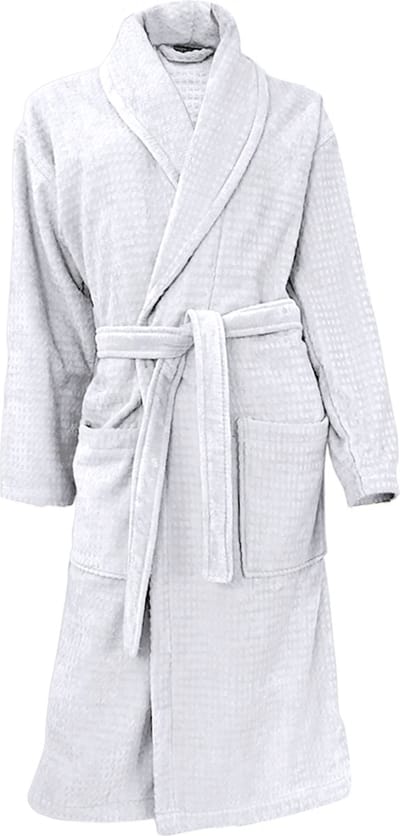 LINNICK Wafel Badjas - Badjas Velours Katoen - White - maat M - Badjas Dames - Badjas Heren