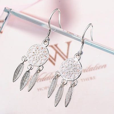 925 Sterling Zilver Kwastje Veer Lange Hangende Oorbellen voor Vrouwen Mode Sieraden Voorkom allergie eh719 white