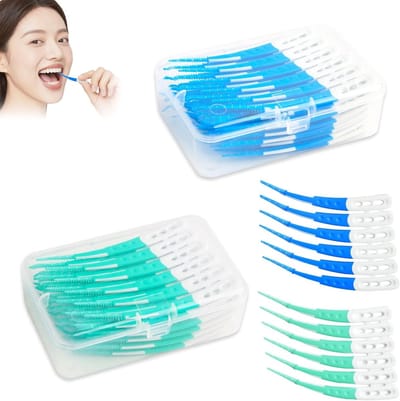 120 stuks interdentale borstels voor effectieve mondhygiëne, gebogen tandenborstels en rubberen tandsticks voor optimale tandreiniging