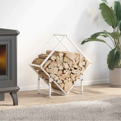 vidaXL - Brandhoutrek - 60x25x60 - cm - koudgewalst - staal - wit