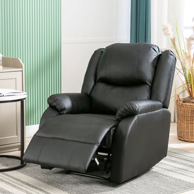 STILVORA Relaxstoel - Handmatige Rugleuning - Recliner Met Voetsteun - Ideaal Voor Woonkamer En Slaapkamer - PU Leer - Zwart
