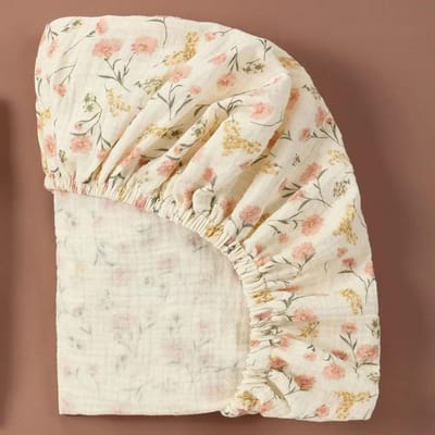 Drap-housse en mousseline de coton doux et respirant pour bébé, drap de lit pour nouveau-né, drap plat universel de couleur unie pour berceau de bébé