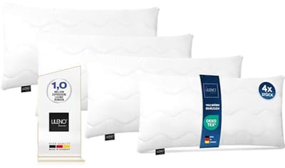 Hoofdkussen 40 x 80 cm Set van 4, Wasbaar tot 95 °C, Ergonomisch en Allergievriendelijk, Perfect voor Bed en Bank