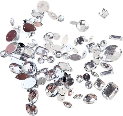BamBella® Naai strass Steentjes - 100 stuks - zilver kleurig - geel strass stenen glitters kleding versieren