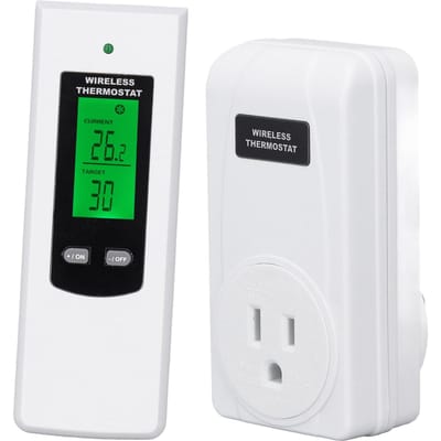 Prise Thermostat Sans Fil Détection Automatique de Température LCD Rétroéclairé Contrôleur de Température Prise black