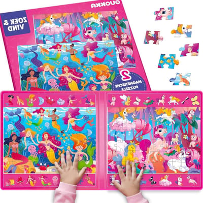 Magnetische Puzzels - Zoek en Vind - Educatief Spel - Slim Magnetisch Boek - 2x 60 Stukjes - Meerdere Kleuren