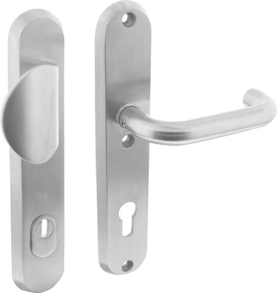 Intersteel Veiligheidsbeslag SKG*** profielcilindergat 92 mm met kerntrekbeveiliging ovaal voordeurbeslag massief rvs geborsteld