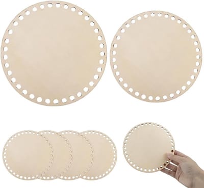 Set van 6 Haken voor Mand Bodem - Houten Vloer Accessoires voor DIY Wicker Craft Projecten - 15/20 cm Natuurlijke Houten Mand Bodem