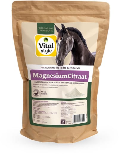 VITALstyle Magnesium Citraat - Paarden Supplement - Dé Ondersteuning Van De Spierfunctie - 1,5 kg