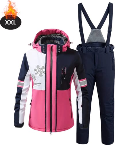 Bovista Skipak - SkiBroek - Skijas - Ski Suit - Wintersport - Dames - 2-Delig - Donker Roze - Maat XXL