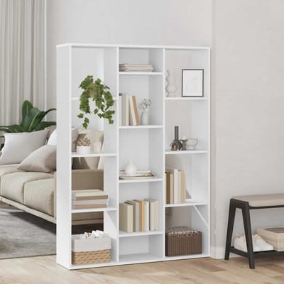 vidaXL - Kamerscherm/boekenkast - 100x24x140 - cm - bewerkt - hout - wit