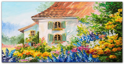 Tulup Canvas Doek Foto - Lente op het platteland Schilderij Doek - 100 cm x 50 cm - Veelkleurig Schilderij Op Doek - Klassieke Canvas Kunst - Schilderijen Op Canvas Doek - Canvas Decoratie voor de Keuken