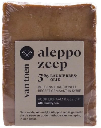 Van Toen - Aleppo Zeep - 5% laurierbesolie - alle huidtypen - voor lichaam en Gezicht