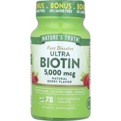 Nature's Truth, Ultra Biotine, Baie Naturelle, 5 000 mcg, 78 Comprimés à Dissolution Rapide