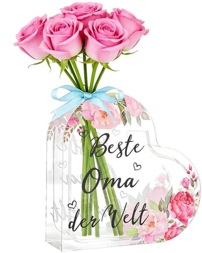 Dailygoods - Acryl Vaas Hartvormig - Bloemenvaas als Moederdagcadeau