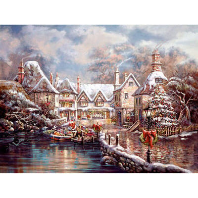 Diamant schilderij kruissteek volledige ronde boor kerstnacht diamant borduurwerk 20X30CM gray