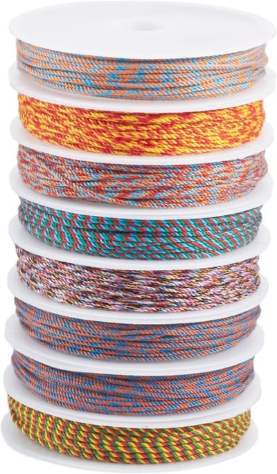 40M Polyester Twisted Cord 1mm Draad voor Kralen en Armbanden - Kleurrijke Ronde Touw voor Sieraden Maken en DIY Creaties, 8 Kleuren