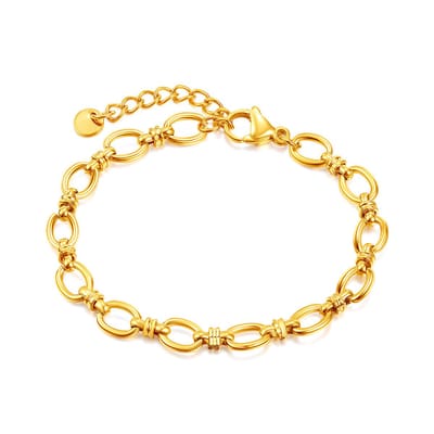 FlowJewels - schakel armband - stainless steel - goud kleurig