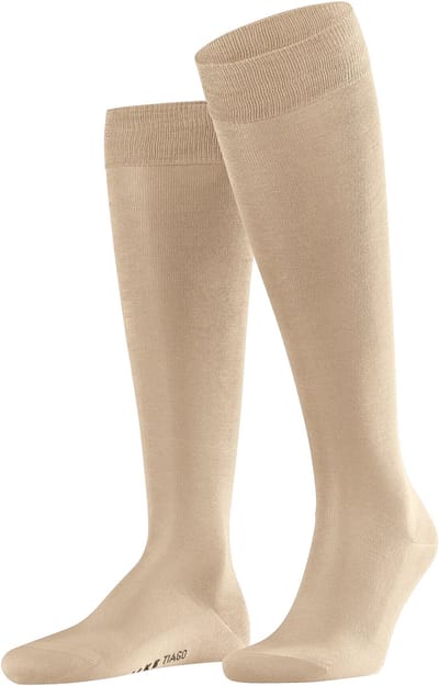 FALKE Tiago lang eenkleurig fil d'Ecosse katoen kniekousen heren beige - maat 39-40