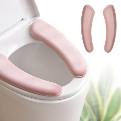 Verstelbare en Wasbare Toiletbrilhoes - Dikke en Elastische Zitting met Dubbelzijdige Klittenbandsluiting voor Eenvoudige Bevestiging - Comfortabele Mat met Dikke Spons (Roze)