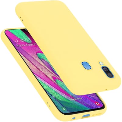Cadorabo Hoesje geschikt voor Samsung Galaxy A40 in LIQUID GEEL - Beschermhoes gemaakt van flexibel TPU silicone Case Cover
