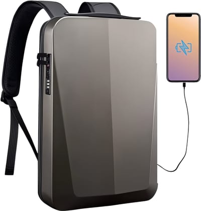CarryQuest® - Shell Ontwerp Anti-dief TSA Lock Rugzak - Reistas Met USB Opladen - Waterdicht, Ergonomisch, Slimme Opbergruimte - 15.6 inch - Goud