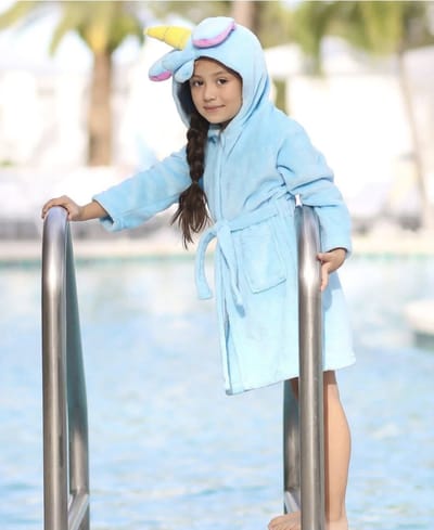 KIMU® Badjas Kind Eenhoorn Blauw Unicorn - Maat 110-116-122 Festival