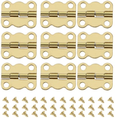 JHUBERS- Vlinderscharnier Goud - 50 Stuks - Retro Scharnieren - Antieke Beplating - Inclusief 200 Schroeven - 16x13 mm - Decoratieve Scharnieren