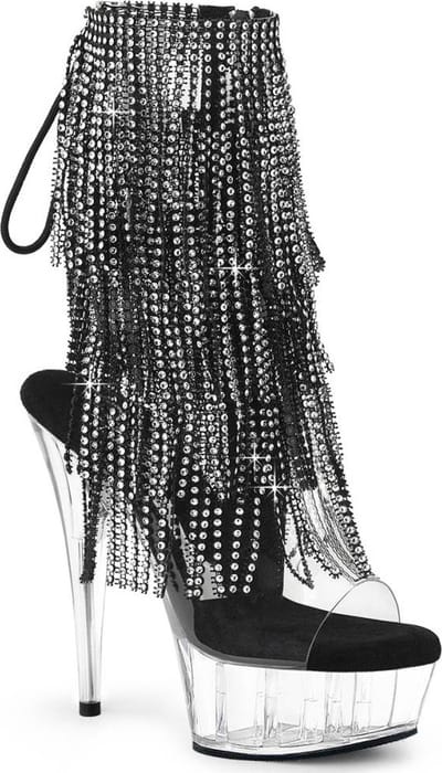Pleaser - DELIGHT-1017RSF Plateau Laarzen - US 5 - 35 Shoes - Zwart/Transparant
