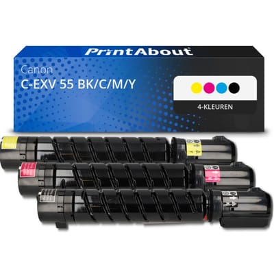 PrintAbout huismerk Toner C-EXV 55 BK/C/M/Y 4-kleuren Multipack Geschikt voor Canon