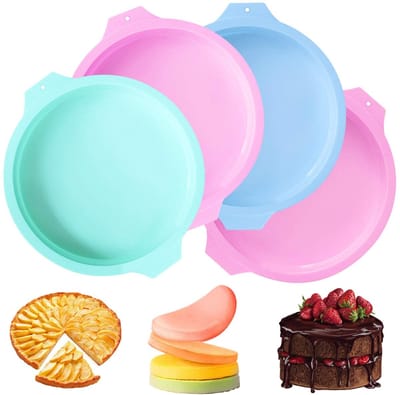 Dailygoods- Bakvorm Siliconen 20 cm - Ronde Taartvormen - 4 Stuks - Antiaanbaklaag - Voedselveilig - Duurzaam Materiaal - Taartvorm
