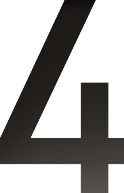 Huisnummer 20 cm - Nummer 4 - Mat Zwart RVS