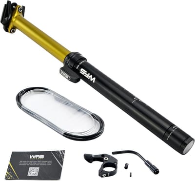WFS TerraX Dropper Seat Post 31.6 mm x 450 mm, 150 mm Travel, Remote Control, External Cable Routing, Gold - Robust Lightweight 7075 Aluminium