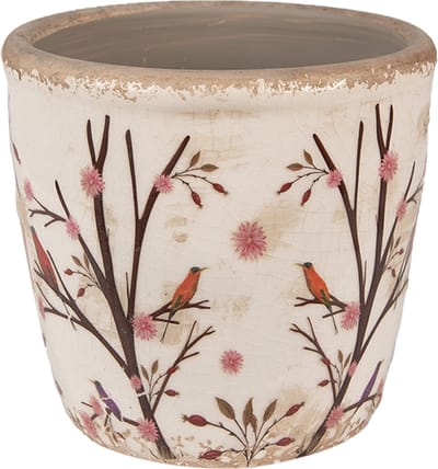 Keramiek Bloempot voor Binnen – Bruin Takken – Rustieke Pot – Ø 13 cm – Takkenmotief