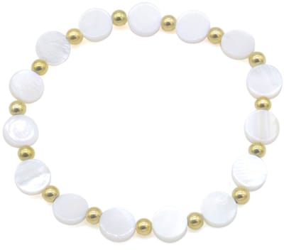 Kralenarmband - kralen - armband - RVS - sieraad - accessoire - goudkleurig - wit - hip - trendy - tijdloos - geschenk - cadeau - feest - feestdagen - verjaardag - dames - vrouwen - unisex