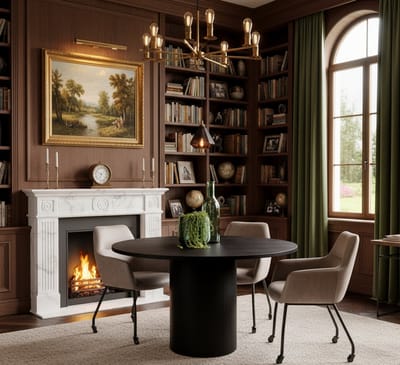 Ronde Eettafel Zwart Eikenhout 130 cm – Luxe Design Tafel voor Woonkamer & Eetkamer – Novihome