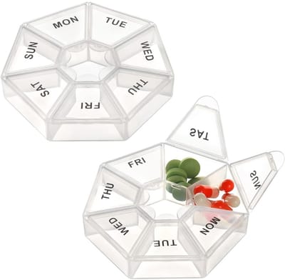 Allecto - Weekdoos voor Medicijnen - 7 Compartment Pill Box - Handig en Compact - Blauw - Voor Ouderen - Perfect voor Thuis en Op Reis - Ideaal voo...