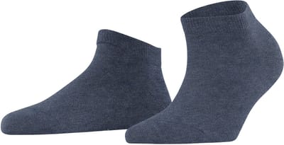 FALKE Family kort eenkleurig katoen sneakersokken enkelsokken dames blauw - maat 35-38