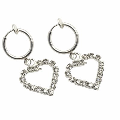 Klem oorbellen- Strass- Hart- Zilverkleur- geen gaatje-Charme Bijoux