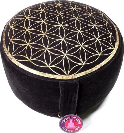 Meditatiekussen Vintage Look Antraciet Bloem des Levens