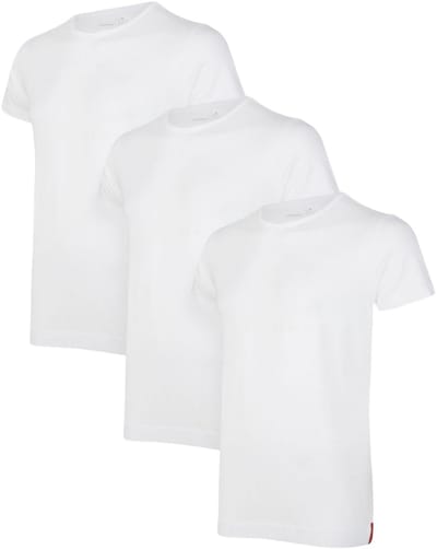 Undiemeister T Shirt Heren - Slim Fit T-shirt - 3-Pack - Chalk White (Wit) - Tencel - Zijdezacht - Ademend - Anti-Bacterieel - Korte mouwen - Ronde Hals - Maat S
