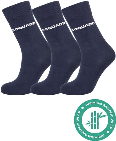 SQQUADD® Bamboe Sokken Dames en Heren - Donkerblauw 3-pack - Maat 35-38 - Naadloos en Duurzaam - Tegen Zweetvoeten - Bamboo - Blauw Navy
